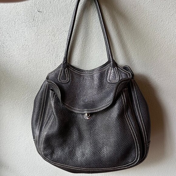 PRADA {VINTAGE} 1990's Hobo Slouch Bag | black pebbled leather - Picture 2 of 15
